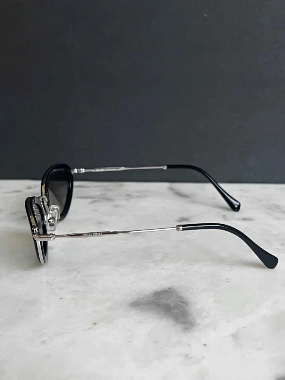 Miu Miu CORE COLLECTION MU58US Oval Sunglasses | 1344R2-OPAL AZURE - Picture 6 of 12